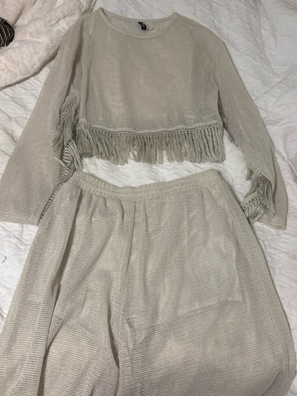 Light Beige Fringe cover up